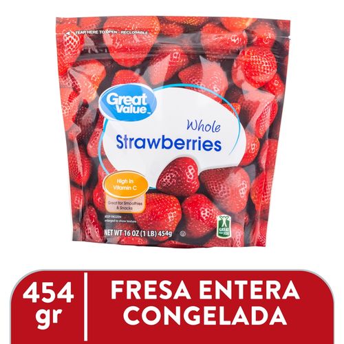 Fresas Great Value Enteras Congeladas - 454 g