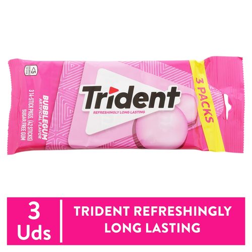 Trident 3pack Bubblegum 42unds 80gr