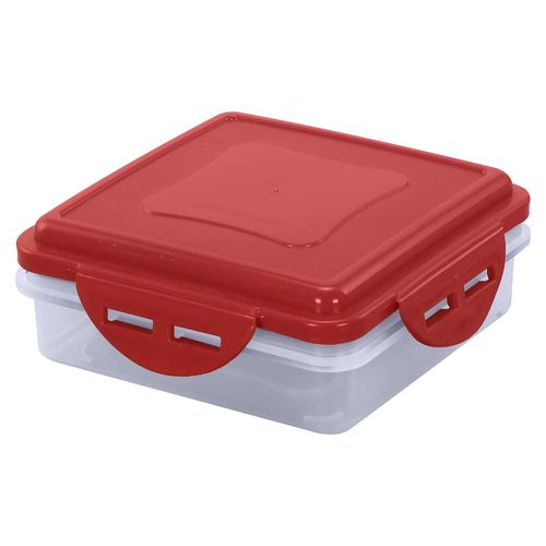 Tazón Guateplas Click Clack Cuadrado. (2 Tz/475 Ml) color Rojo - unidad