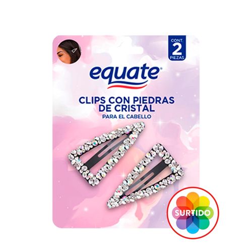 Clips Equate Con Piedra De Cristal Para El Cabello Surtido Colro - 2Uds