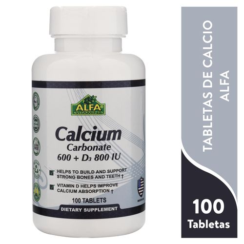 Calcio Alfa Vitamins 600 D3 frasco 100 comprimidos - Precio indicado por frasco