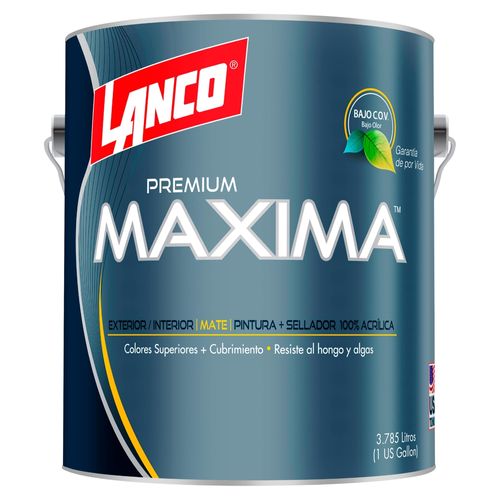 Pintura latex para exterior Lanco maxima premium mate blanco galon