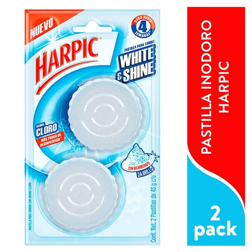 Pastilla desinfectate Harpic para sanitario white and shine 2 pack - 45 g