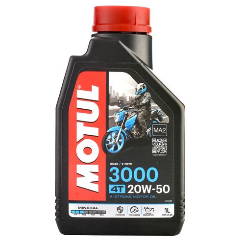 Aceite lubricante Motul 3000 para moto  20W50 4T - 1000 ml