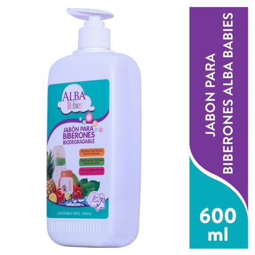 Jabón Para Biberones Alba Babies, Biodegradable, Natural, Elimina Bacterias Y Lava Vegetales Y Frutas -600ml