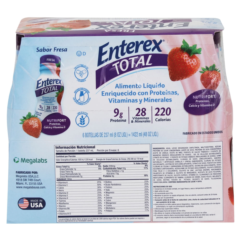 Comprar Alimento líquido Enterex total fresa 6 Pack - 1422 ml