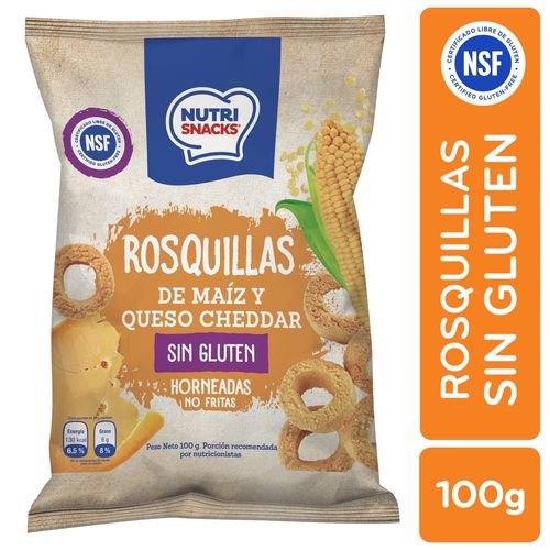 Rosquillas Nutrisnacks Maíz Y Queso Cheddar, Libre De Gluten - 100 g