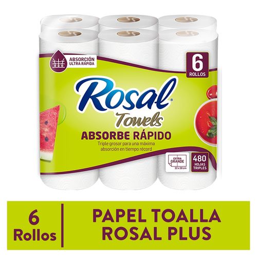 Toalla Rosal Cocina 480 Hojas Triples -6 Rollos