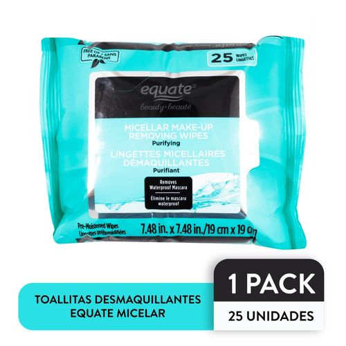 Toallitas Equate Desmaquillante Micelar - 25 Uds