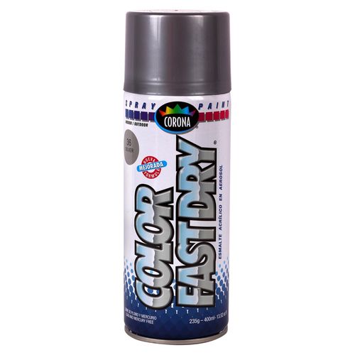 Pintura En Spray Corona Fast Dry Color Plata -400ml