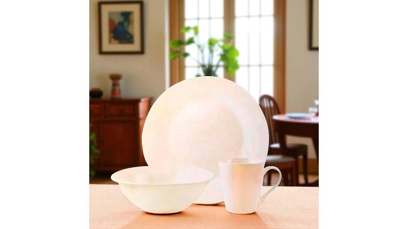 Vajilla Mainstays de porcelana blanca 12 Pzas