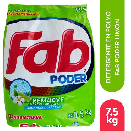 Detergente En Polvo Fab3, Medio Limón - 7.5kg