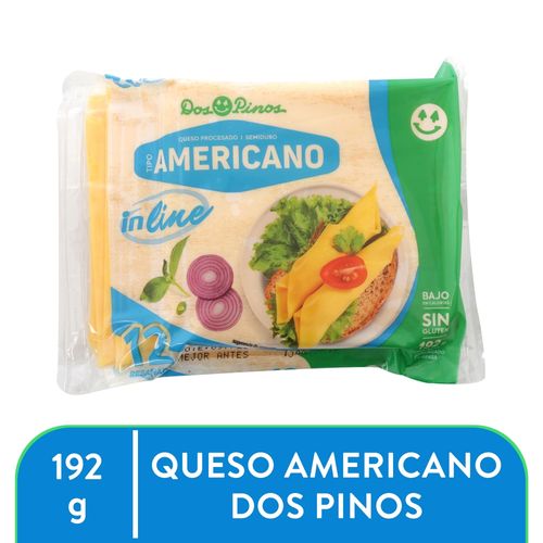 Queso Dos Pinos procesado tipo americano in line 12 Uds - 192 g