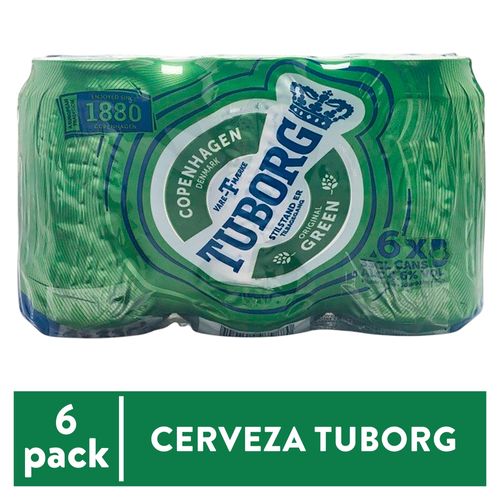 Cerveza Tuborg lata 6 pack - 1980 ml