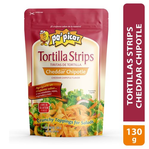 Tortilla pa'picar Strips Cheddar Chipotle - 130 g