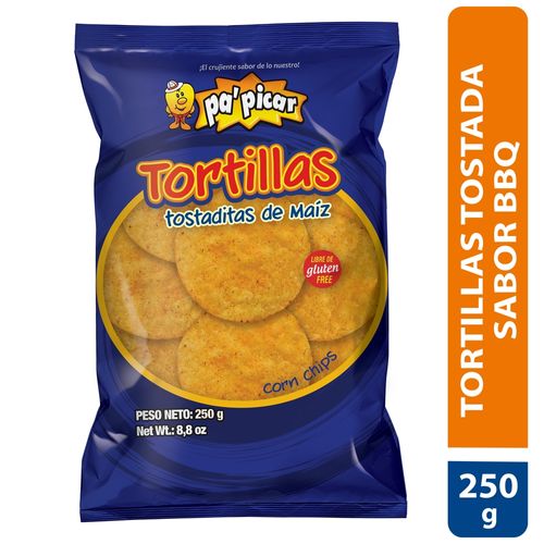 Tortilla pa'picar tostaditas de maíz barbacoa- 250 g