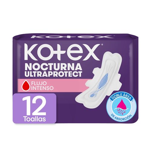 Toallas Femeninas Kotex Nocturna - 12 Unidades