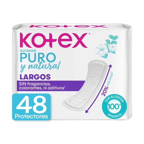 Protectores Diarios Kotex Puro y Natural Largos - 48 Unidades