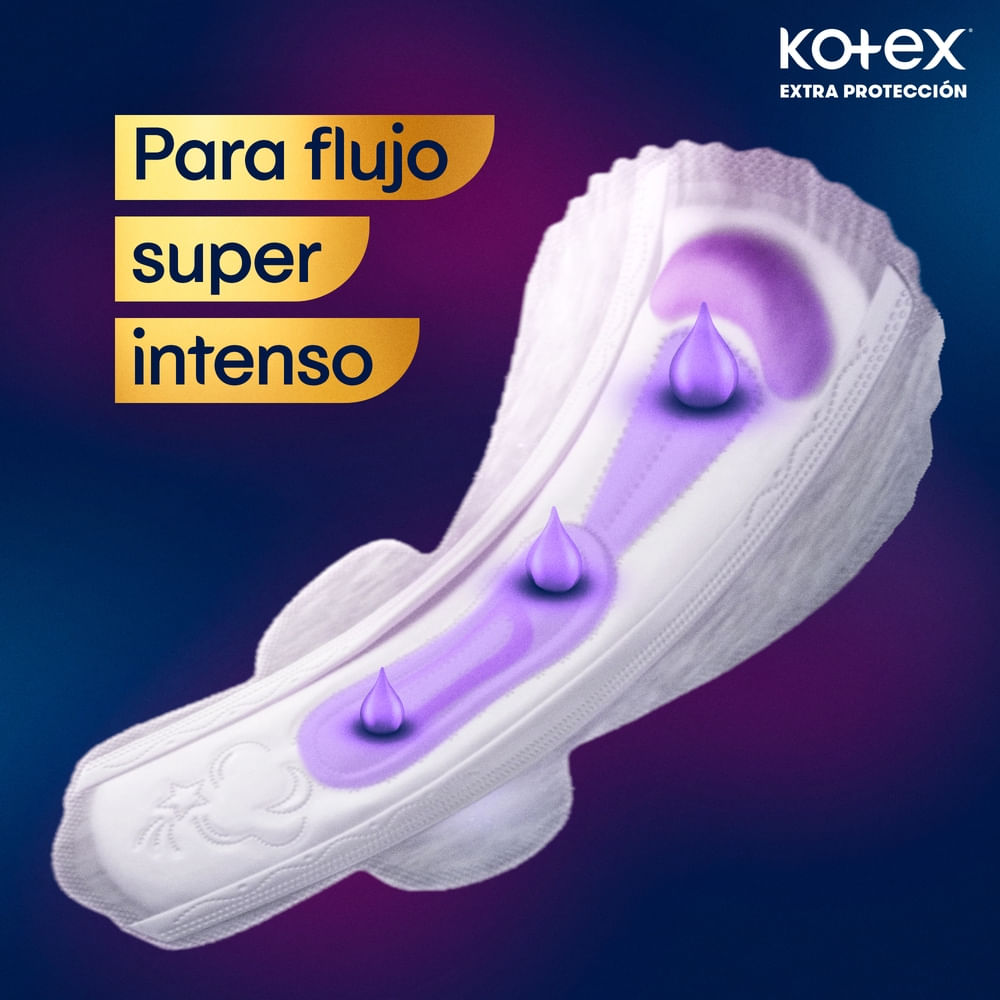Toallas Femeninas Kotex Nocturna Larga Extra Protección - 20 Unidades ...