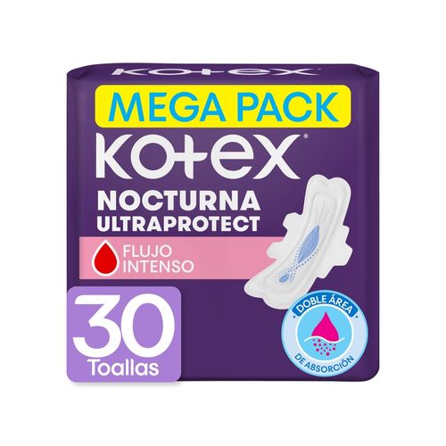 Toallas Femeninas Kotex Nocturna - 30 Unidades