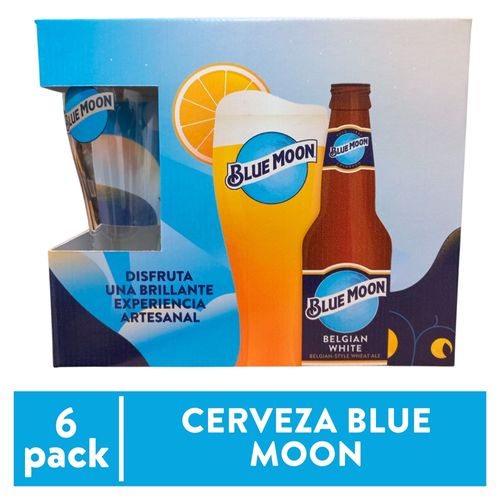 Cerveza Blue Moon 6 pack más vaso - 2130 ml