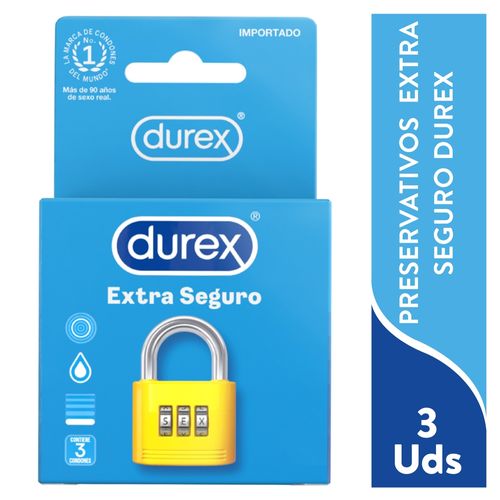 Condones Durex Extra Seguro Látex Natural, Extra Lubricante A Base De Silicona - 3Uds