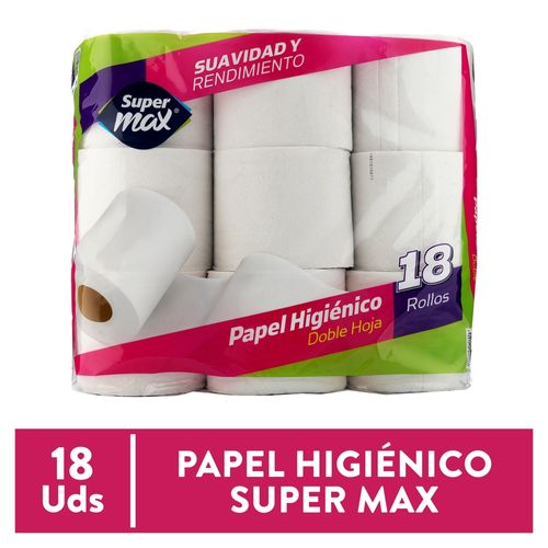 Papel Higiénico Supermax 330 Hojas Dobles 18 Rollos