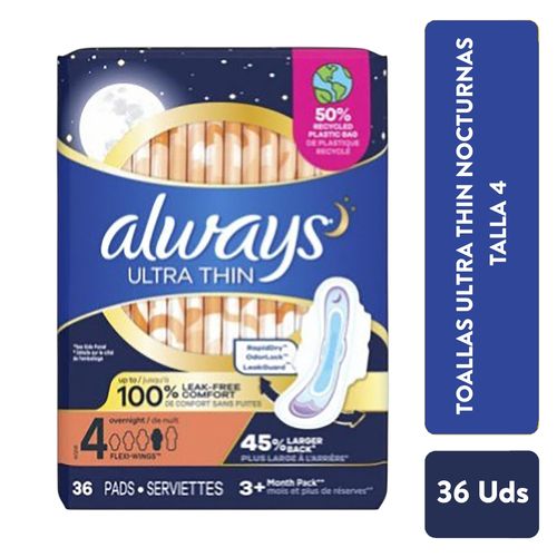 Toallas y Tampones Always Always Ultrathin Noct Talla 4 De 36u