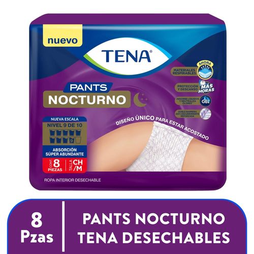 Ropa Interior Desechable Tena ® Pants Nocturno Talla M - 8 Unidades