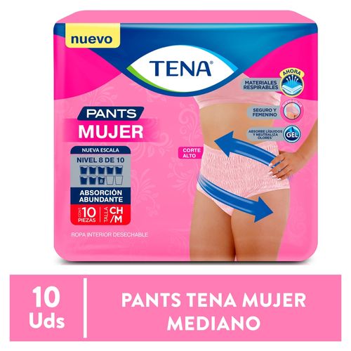 Ropa Interior Desechable Tena Pants Mujer Talla: CH/M - 10Uds