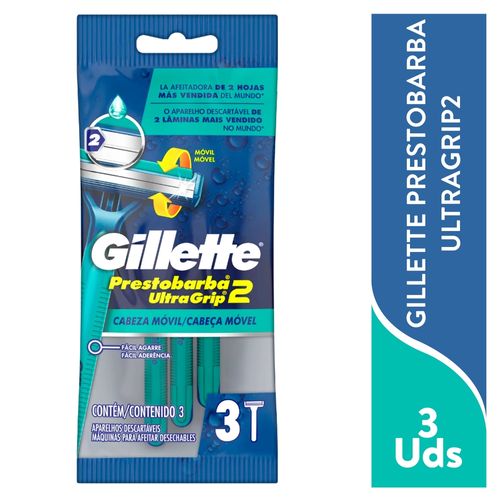 Máquinas Para Afeitar Desechables Gillette Prestobarba Ultragrip2 -3 Unidades