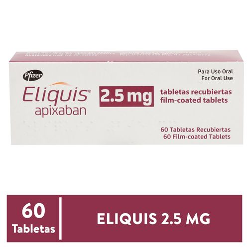Eliquis Pfizer 2.5 Mg X 60 Tableas