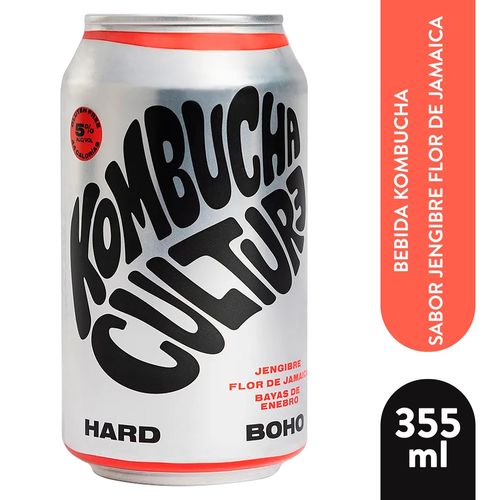 Bebida Kumbucha Cultura clásica sabor Jengibre flor de jamaica bayas de enebro   - 355 ml