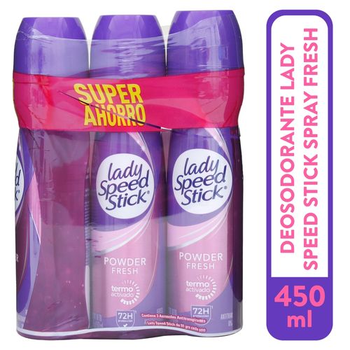 3 Pack Desodorante Lady Speed Spray Power Fresh -150ml