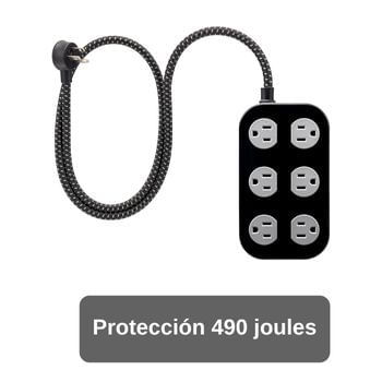 Protector de picos Cordinate negro 6 Tomas  Alta Resistencia 490 joules Sku 78846