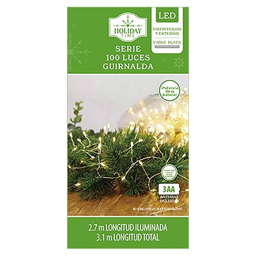 Luces Holiday Time guirnalda baterías serie 100 luces