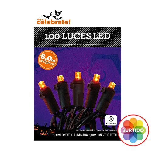 Luces Led Way To Celebrate Naranja o Morado Halloween serie 100 luces
