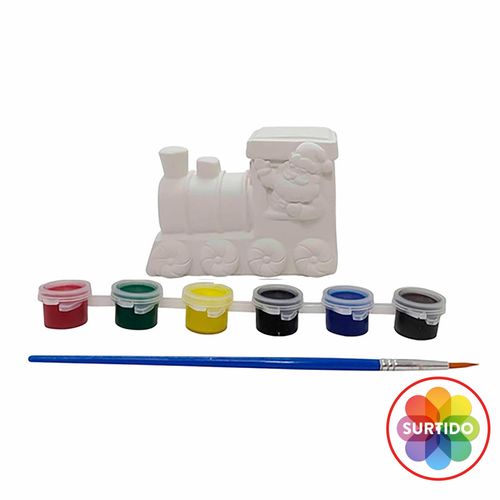 Figuras Holiday Time tren para pintar de 7 cm - 2 Uds