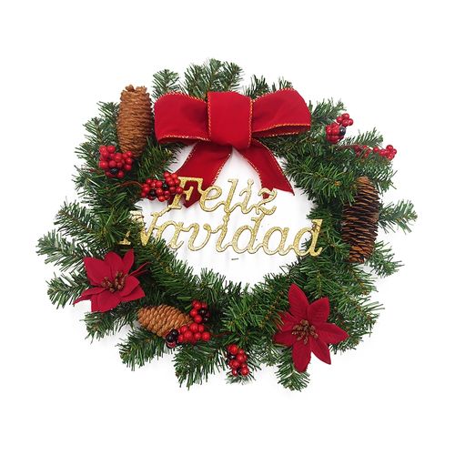 Corona Holiday Time Con Flores De Navidad