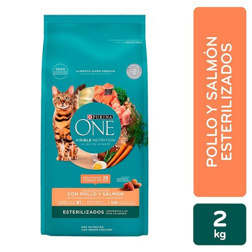 Comida para gatos Esterilizados Pollo y Salmón Purina One 2 kg