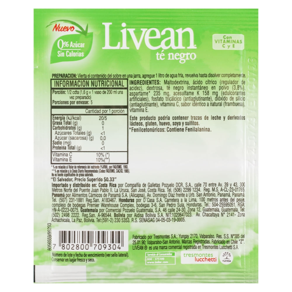 Comprar Té Livean Negro Frambuesa - 8 g | Walmart Costa Rica - Walmart ...