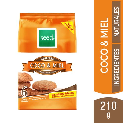 Galletas Seed Coco y Miel 6 Paquetes Individuales - 210 g