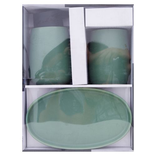 Set De Bano De Ceramica De 3 Piezas Qu