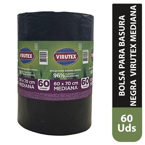Bolsa Basura Negra Virutex Mediana 60 Unidad