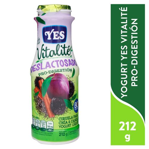 Yogurt Yes Líquido Vitalité Ciruela Pasa, Chía y Canela - 212ml