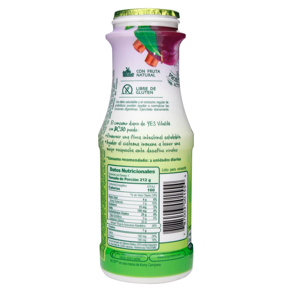 Comprar Yogurt Yes Líquido Vitalité Ciruela Pasa, Chía y Canela