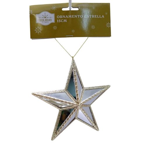 Ornamento Holiday Time estrella dorada - 15 cm