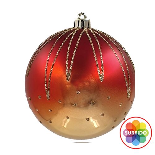 Esferas Holiday Time doradas y rojo 100 mm - 4 Uds